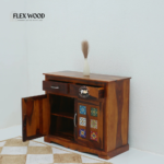 2 Door 2 Drawer Sheesham Wood Sideboard Cabinet in Honey Finish - Image 3
