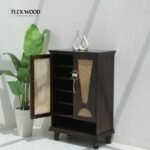 Sheesham Wood Shoe Rack with Cane Detailing - Image 3