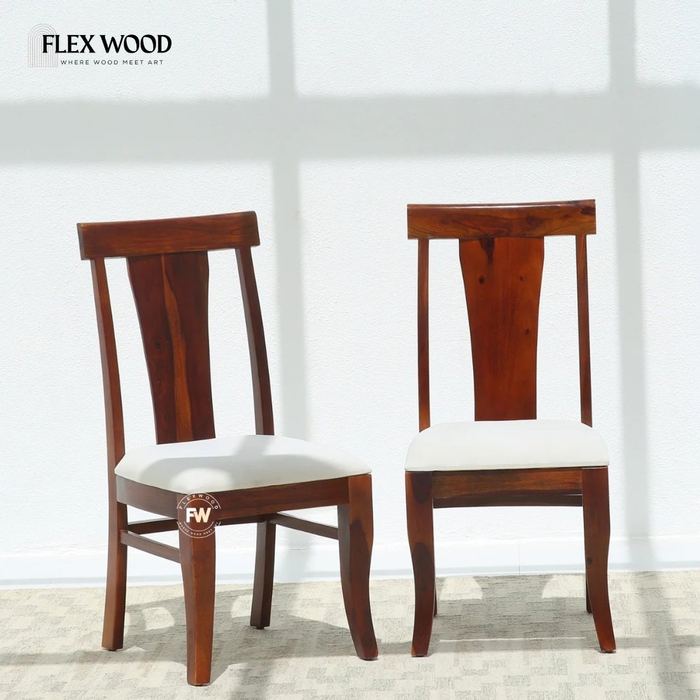 14 Sheesham Wood Dining Chair with Cushioned Seat set of 2 (Honey finish) - Image 1