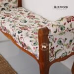 Mango Wood Bench with Cotton Upholstery – Honey Finish Designer Seating - Image 3
