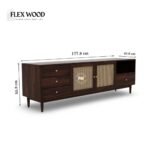 Sheesham Wood TV Unit with Rattan Doors - Image 5