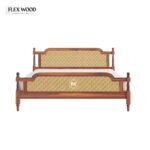 Rattan cane Solid Wood King Size Non Storage Bed In (honeyFinish) - Image 6
