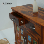 2 Door 2 Drawer Sheesham Wood Sideboard Cabinet in Honey Finish - Image 4