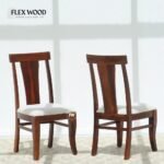 Sheesham Wood Dining Chair with Cushioned Seat set of 2 (Honey finish) - Image 3