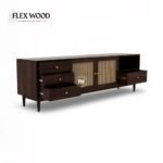 Sheesham Wood TV Unit with Rattan Doors - Image 6
