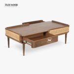 Flexwood Rattan cane  Coffee Table Mango Wood(teak finish) - Image 4