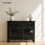 Flexwood modern Cabinet with Glass panels( black finish)