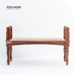 Wooden Bench with Cushioned Seat – Sheesham Wood - Honey Finish