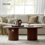 Modern Tall Coffee Table With Solid Wood Legs(walnut finish)