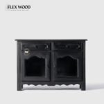 Flexwood modern Cabinet with Glass panels( black finish) - Image 2