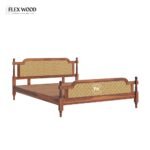 Rattan cane Solid Wood King Size Non Storage Bed In (honeyFinish) - Image 4