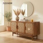 Flexwood Modern Jute Wooden Sideboard(teak finish)