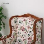 Mango Wood Lounge Chair – Honey Finish Floral Upholstered - Image 4
