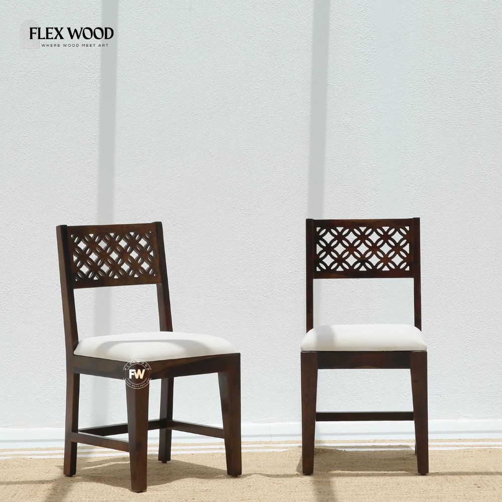 17 Sheesham Wood Dining Chair with Cushioned Seat - Image 1