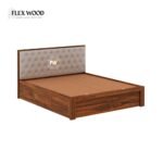 Solid Sheesham Wood Bed with Box Storage and Upholstery Headboard(honey finish) - Image 6