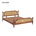 Rattan cane Solid Wood King Size Non Storage Bed In (honeyFinish) - Image 3