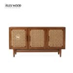 Flexwood Modern Jute Wooden Sideboard(teak finish) - Image 2