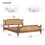 Rattan cane Solid Wood King Size Non Storage Bed In (honeyFinish) - Image 7