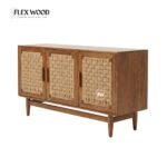 Flexwood Modern Jute Wooden Sideboard(teak finish) - Image 4