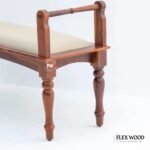 Wooden Bench with Cushioned Seat – Sheesham Wood - Honey Finish - Image 4