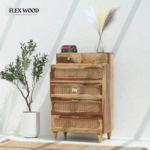 Solid Mango Wood 6 Drawer Chest of Drawers – Natural Finish - Image 2