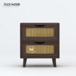 Wood Cane Bedside Table in Walnut - Image 2
