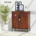 Wooden Cabinet – 2 Door Sheesham Wood Storage Cabinet in Honey Finish - Image 2