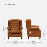 Leather Chesterfield Wing Chair In Tan Finish - Image 7