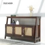 Sheesham Wood Console Table with 3 Doors - Walnut Finish - Image 2