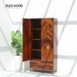 Sheesham Wood Wardrobe with 2 Doors & 4 Drawers - Honey Finish - Image 2