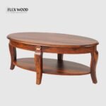 Flexwood Sheesham Wood Oval Coffee Table(honey finish) - Image 2