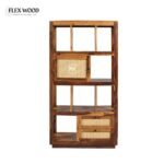 Flexwood cane Solid Wood Bookshelf in (teak Finish) - Image 2