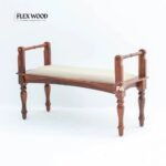 Wooden Bench with Cushioned Seat – Sheesham Wood - Honey Finish - Image 5