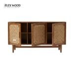 Flexwood Modern Jute Wooden Sideboard(teak finish) - Image 3