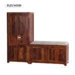 Solid Sheesham Wood Shoe Rack Cabinet With Seating Bench - Image 3