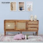 Flexwood TV Cabinet & Sideboard with Cane Design( natural finish)