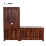 Solid Sheesham Wood Shoe Rack Cabinet With Seating Bench