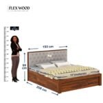 Solid Sheesham Wood Bed with Box Storage and Upholstery Headboard(honey finish) - Image 8