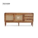 Flexwood TV Cabinet & Sideboard with Cane Design( natural finish) - Image 3