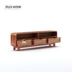 Wood TV Unit With 3 Cane Drawers - Image 3
