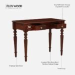 Sheesham Wood Writing Table In Honey Oak Finish - Image 7