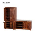 Solid Sheesham Wood Shoe Rack Cabinet With Seating Bench - Image 4