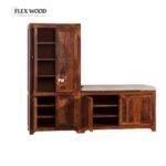 Solid Sheesham Wood Shoe Rack Cabinet With Seating Bench - Image 5
