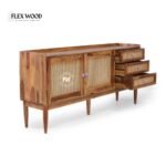 Flexwood TV Cabinet & Sideboard with Cane Design( natural finish) - Image 4