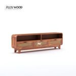Wood TV Unit With 3 Cane Drawers - Image 2