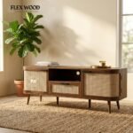 Wooden Cane TV Unit