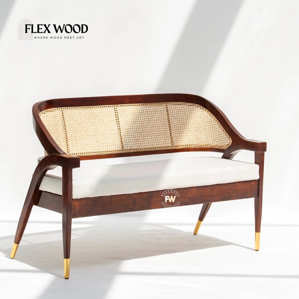 26 Wooden 3 Seater Sofa in Sheesham Wood & Cane - Image 1