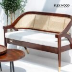 Wooden 3 Seater Sofa in Sheesham Wood & Cane - Image 2