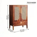 Wooden Bar Cabinet with Cane Doors in Solid - Image 6