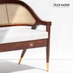 Wooden 3 Seater Sofa in Sheesham Wood & Cane - Image 3